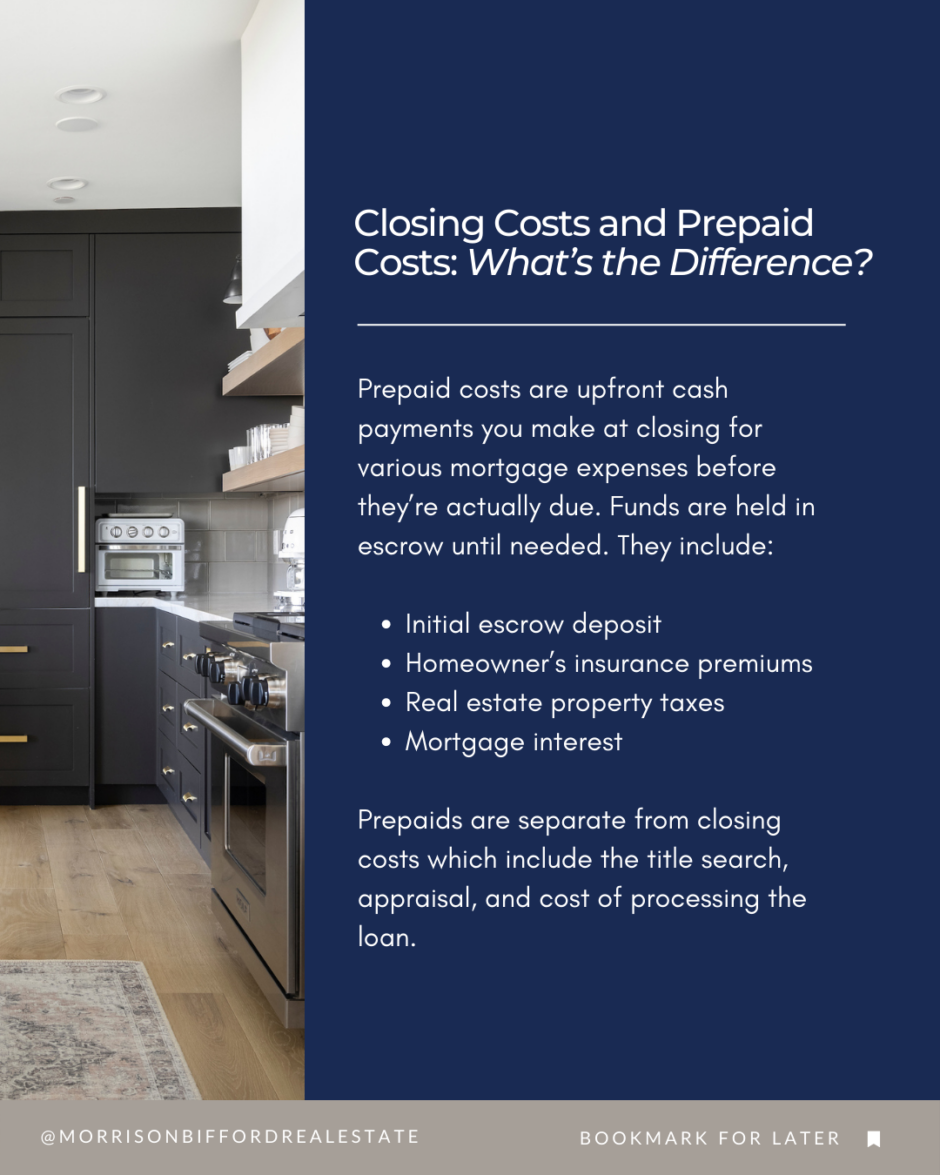 What's the difference between closing costs and prepaid costs? ⋆