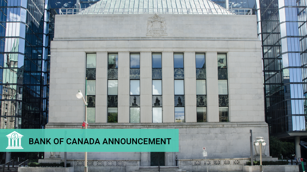 Facade of Bank of Canada during summer day